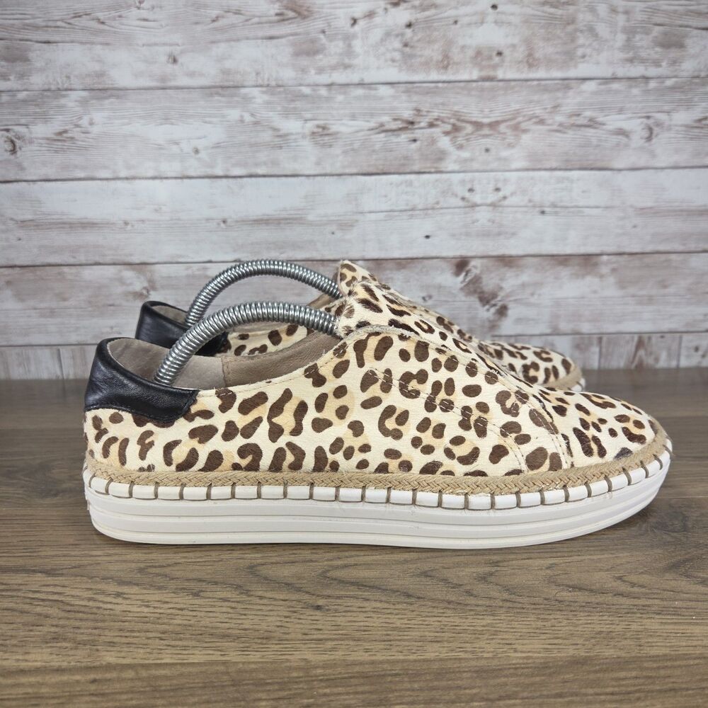 J/Slides Womens Karla Leopard Print Calf Hair Sneakers Slip On Sneakers size 7